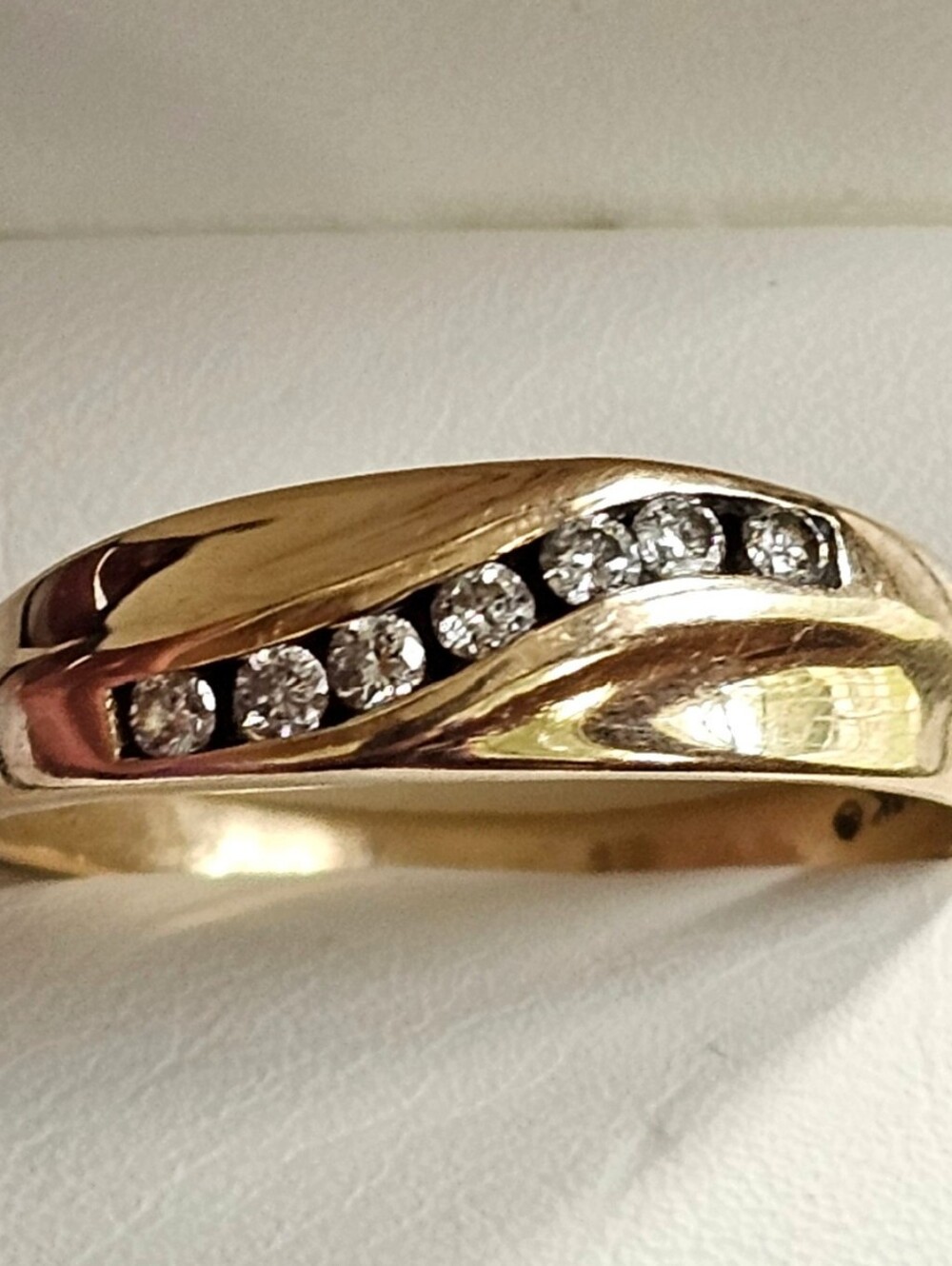 14k Gold Diamond Mens Wedding Band Ring Large Size 12